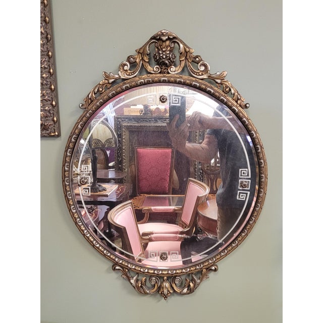 1920s Art Deco Gilt Round Small Mirror For Sale - Image 4 of 8