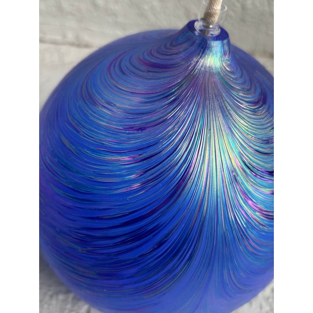 Vintage Hand Blown Round Glass Oil Lamp For Sale - Image 12 of 12