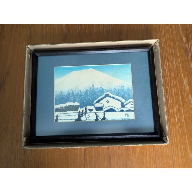 Framed Tomikichiro Tokuriki Woodblock Print "Winter Mt. Fuji" - Vintage 1970s Sōsaku Hanga For Sale In Atlanta - Image 6 of 6