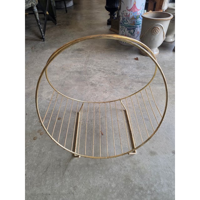 Vintage Mid-Century Modern Brass Hoop Wire Log Holder & Record Rack For Sale - Image 17 of 17
