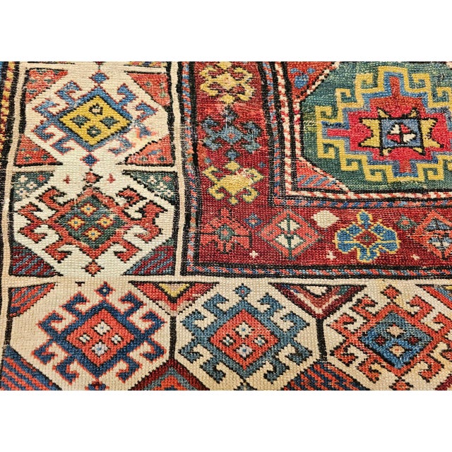 Antique Caucasian Kazak Runner, Handwoven Wool, Medallion Geometric Design, 4' x 10' For Sale - Image 16 of 18