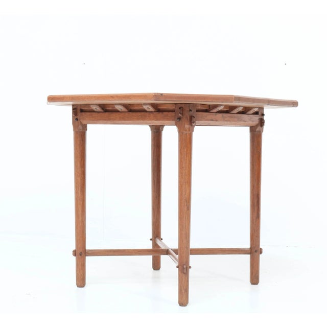 Brown Arts & Crafts Oak Coffee Table by A. J. Kropholler, 1900s For Sale - Image 8 of 11