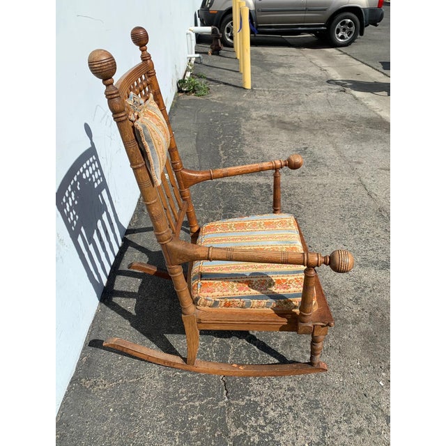 Early 20th Century Antique Rocking Chair Wood Spindle For Sale In Los Angeles - Image 6 of 10