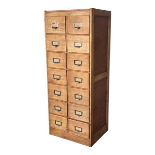 Large Bank of French Art Deco Filing Drawers, Circa 1930s For Sale
