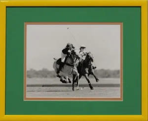 'Polo Players Charging' Black & White Photograph
