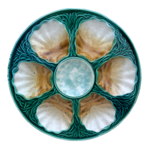French Majolica Oyster Plate Salins, Circa 1890