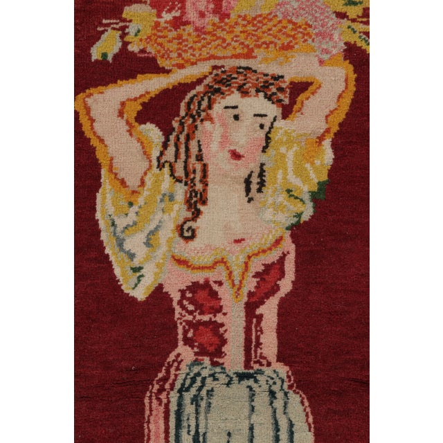 Vintage Turkish Bessarabian Pictorial Rug With Maiden and Florals - Rug & Kilim For Sale In New York - Image 6 of 10