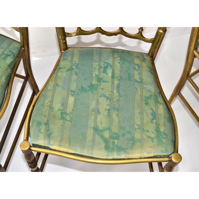 Set of 4 Italian Bronze Chiavari Side Dining Chairs Neoclassical Italy 1950s For Sale - Image 12 of 12