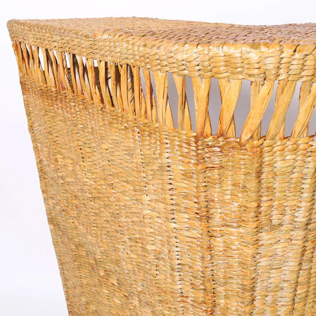 Tan Fs Flores Collection Mid Century Style Tropical Woven Reed Bar For Sale - Image 8 of 10