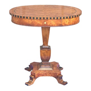 20th Century Neoclassical Burlwood Inlaid Oval Pedestal Table For Sale