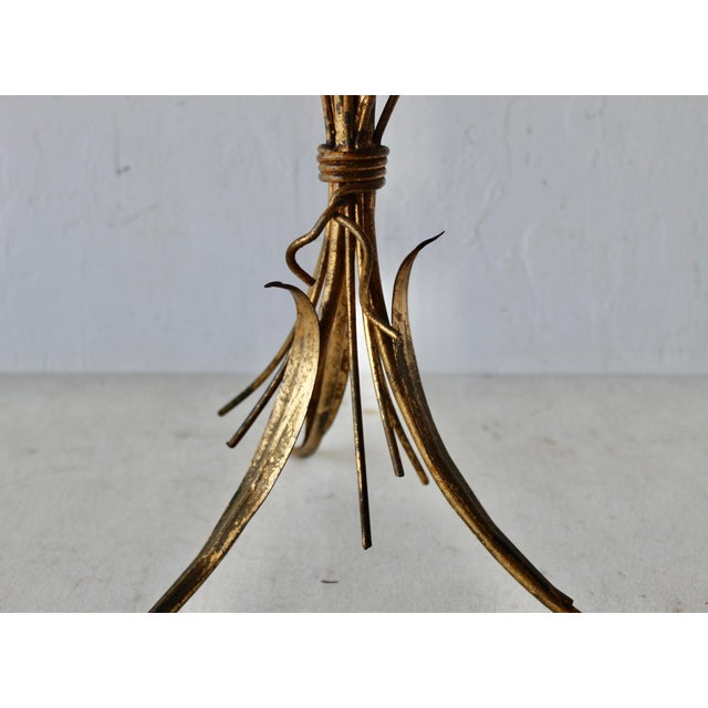 1960s 1960s Hans Kögl Style Midcentury Gilded Floral Tole Side Table For Sale - Image 5 of 11