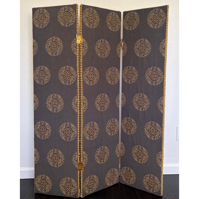 Wood Vintage Reversible Upholstered Table Screen 48'' For Sale - Image 7 of 15