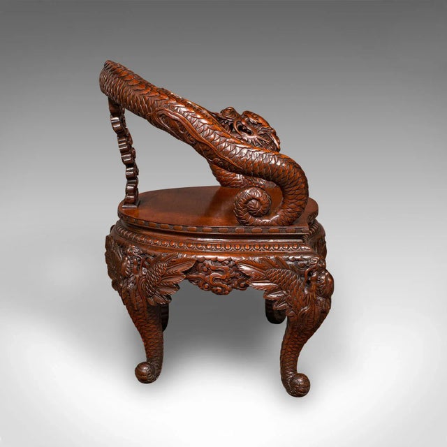 Art Deco Vintage Decorative Elbow Chair, Oriental, Hall, Fireside, Dragon Seat, Art Deco For Sale - Image 3 of 12