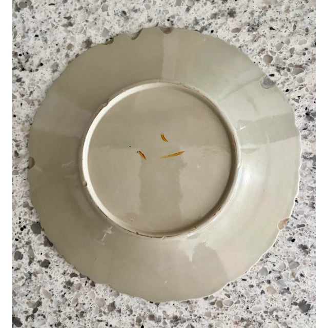 Pair of Elegant Vintage Celadon Sage Leaf Pattern Dinner Plates, 9” Dia. For Sale - Image 4 of 7