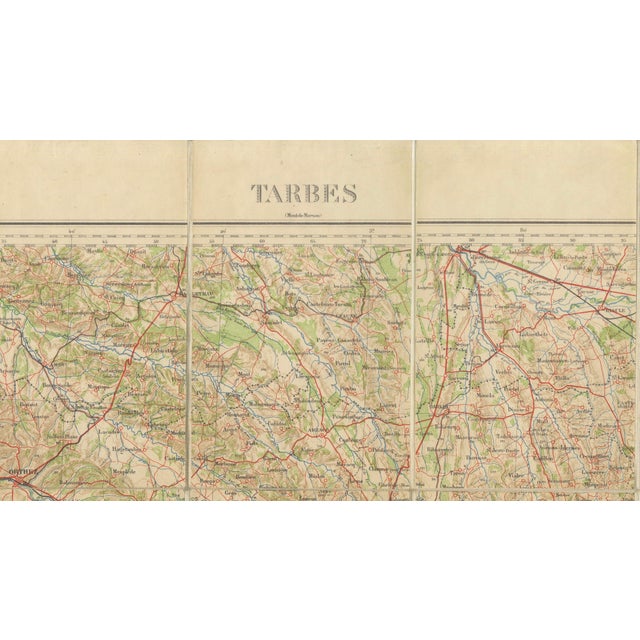 1920s Antique Tarbes & French Pyrenees Folding Map by Edward Stanford, 1922 For Sale - Image 5 of 12