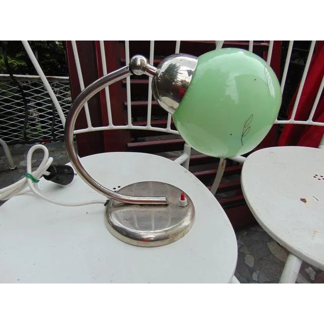 Lime Art Deco Nickel Plated Lamp, 1940s For Sale - Image 8 of 9