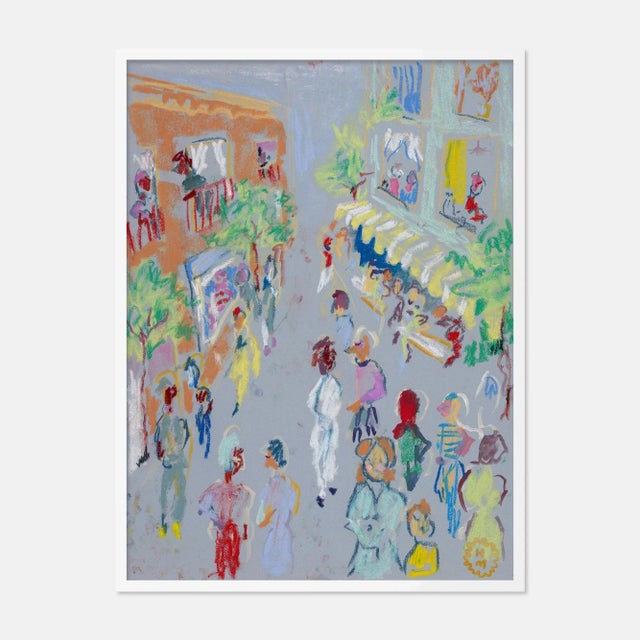 Contemporary In the Street by Happy Menocal in White Frame, XS Art Print For Sale - Image 3 of 3