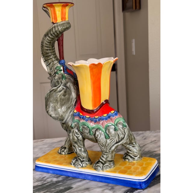 Vintage Ditmar Urbach Czechoslovakia Elephant Candle Vase Centerpiece For Sale - Image 12 of 16