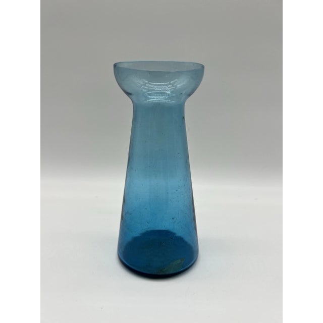 A Antique Blown Blue Glass Hyacinth Vase, Bristol, England, Circa 1840's Most likely made in Bristol, England. Circa...