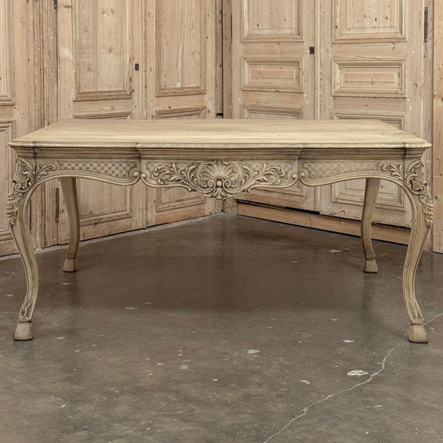 Early 20th Century Antique Country French Liégeoise Régence Stripped Oak Dining Table or Writing Desk For Sale - Image 5 of 18