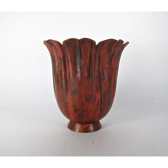 Marie Zimmermann Fluted Scarlet Floriform Vase, Circa 1915 For Sale - Image 4 of 11