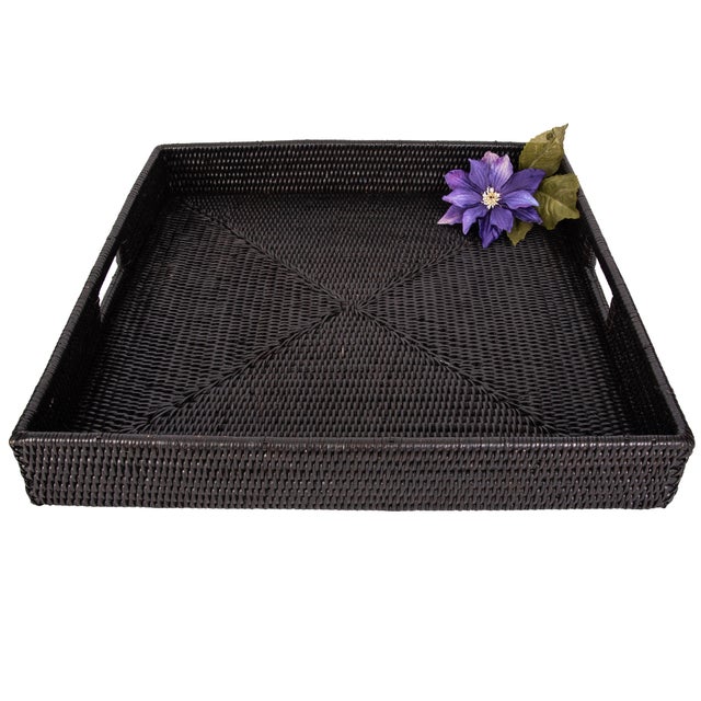 2020s Artifacts Rattan Square Tray For Sale - Image 5 of 7