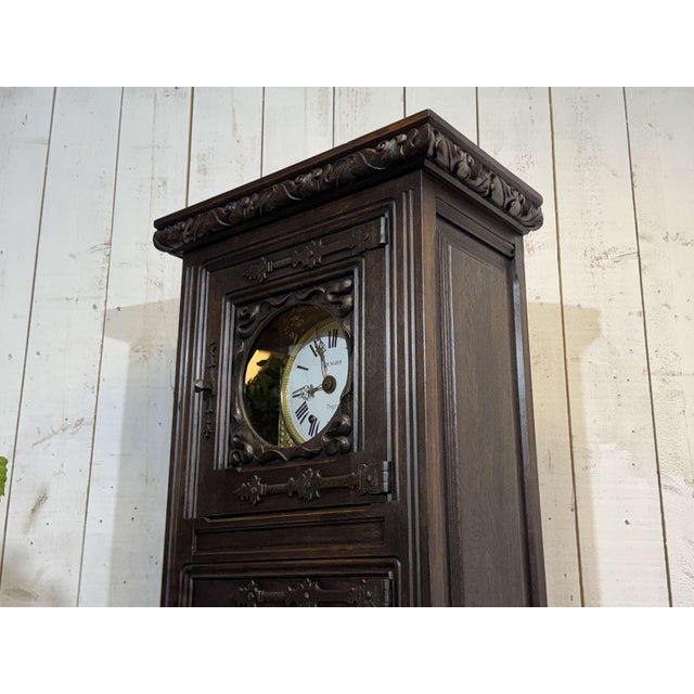 Oak Clock with Saint Gonery Motifs by Joseph Savina For Sale - Image 13 of 18