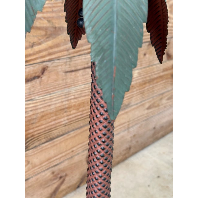 Brown Pair of Vintage Sculptural Metal Palm Tree Floor Candle Holders For Sale - Image 8 of 13