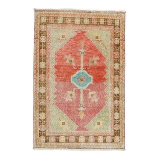 Vintage Turkish Scatter Wool Rug - 2'9" x 3'10" For Sale
