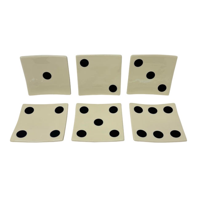 Vintage Ceramic Dice Plates by Restoration Hardware - Set of 6 For Sale