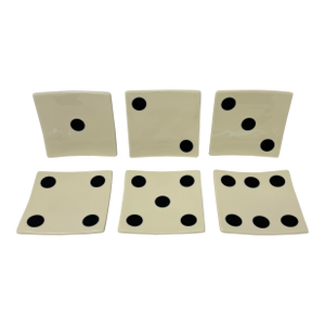 Vintage Ceramic Dice Plates by Restoration Hardware - Set of 6