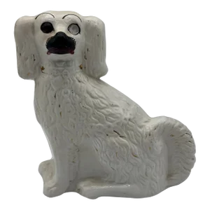 Antique English Staffordshire Spaniel Dog with Missing Eye, Circa 1850's