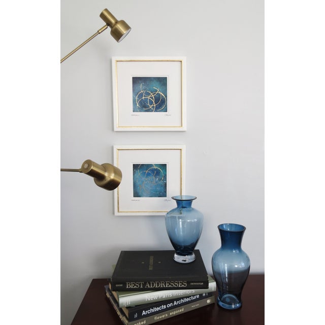 Ornamental & Decorative Materials Custom Modern Gold Leaf Framed Abstracts by C. Damien Fox, a Pair. 2025 For Sale - Image 7 of 9