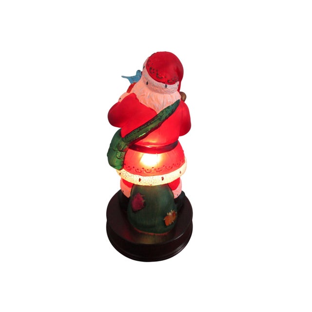 Red Vintage Old World Christmas Santa With Feathered Friends Lamp 1999 Retired Works For Sale - Image 8 of 8