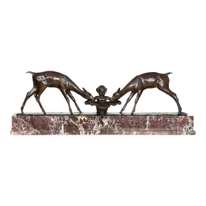 French Art Deco Bronze Sculpture “Satyr With Deer” by Ary Bitter Ca. 1930s