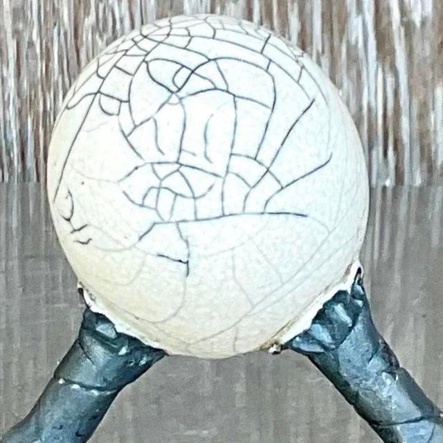 Eggshell Vintage Vintage Boho Raku Fired Egg Sculpture For Sale - Image 8 of 16