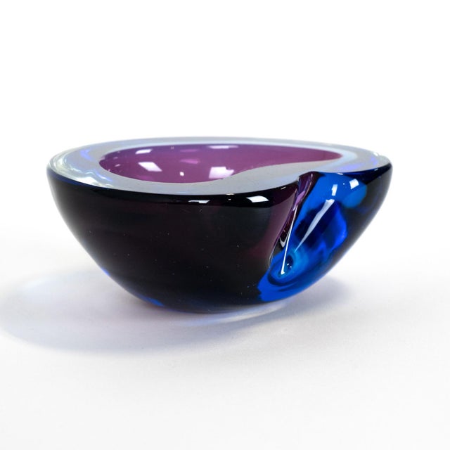 1960s Italian Murano Style Art Glass Blue & Purple Bowl For Sale In Boston - Image 6 of 10