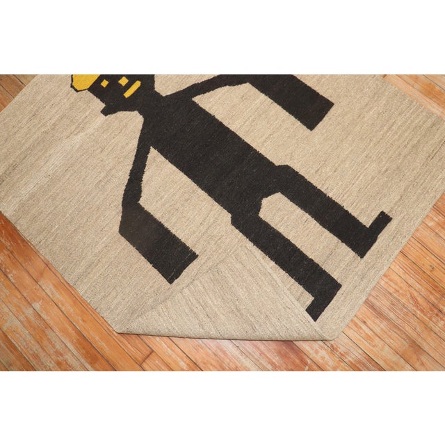 Late 20th Century Hey Dude Pictorial Persian Kilim Wall Hanging - 3'9" x 4'3" For Sale - Image 13 of 18