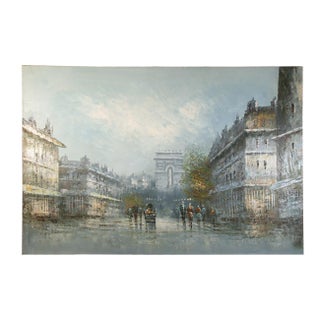 Vintage Original Impressionist Oil Painting Paris Street Scene on Canvas Signed by Jim Brown For Sale