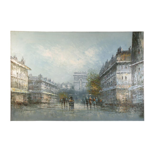 Vintage Original Impressionist Oil Painting Paris Street Scene on Canvas Signed by Jim Brown For Sale