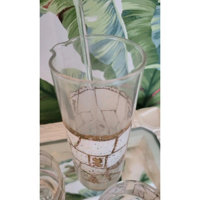 Mid-Century Modern Vintage Mid Century Modern Starlyte Confetti Cracked Set of 4 Short Drinking Glasses, Pitcher Set 6 For Sale - Image 3 of 13