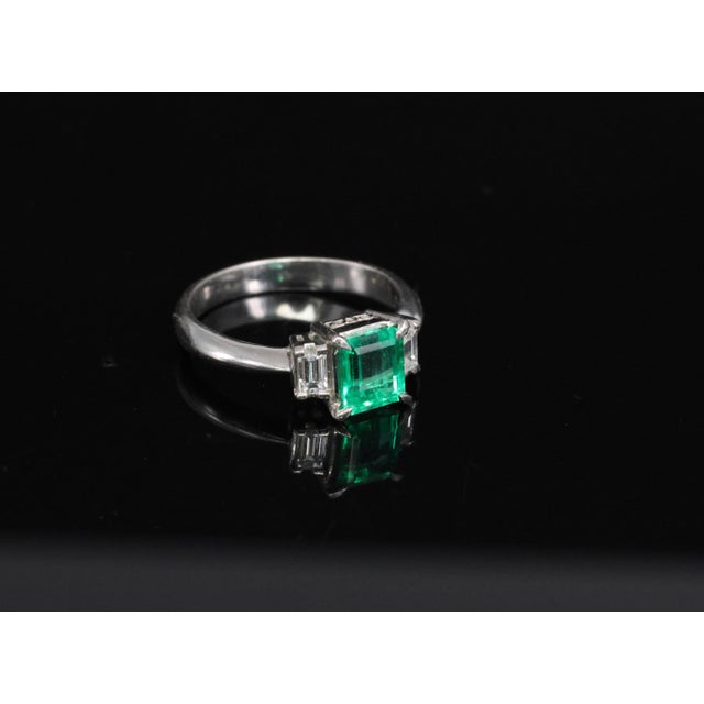 Late 20th Century 0.96ct Gia Colombian Untreated No Oil Emerald & Diamond Platinum Ring Size 5.75 For Sale - Image 11 of 18