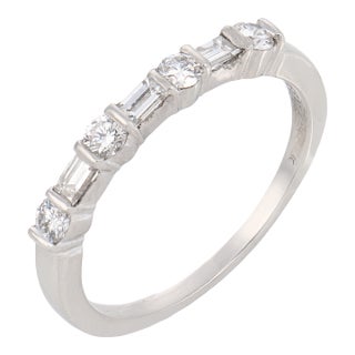 1990s Tiffany & Co. Diamond Platinum Half Eternity Wedding Band, Size 5.5 For Sale
