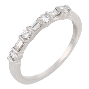 1990s Tiffany & Co. Diamond Platinum Half Eternity Wedding Band, Size 5.5