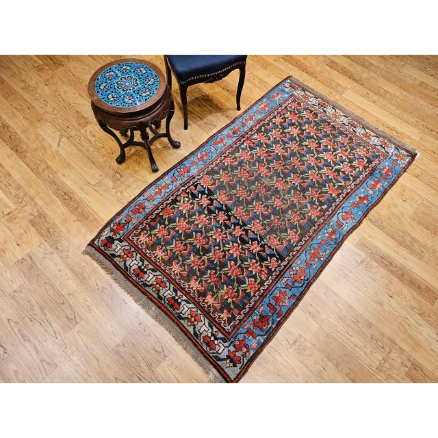 Vintage Karabagh Area Rug, Wool Pile, Handwoven Floral Design, Caucasus, 1900s, 4' x 7' For Sale In Chicago - Image 6 of 15