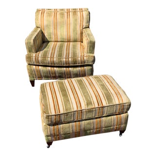 1970s Vintage Club Chair With Ottoman For Sale