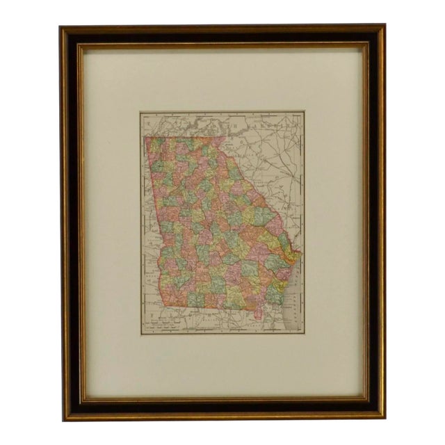 Vintage Framed Map of Georgia For Sale