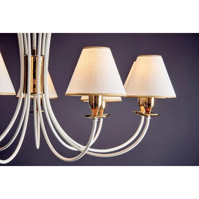 Vintage Nine-Arm Chandelier in the style of Jean Royère, 1950s For Sale - Image 6 of 16