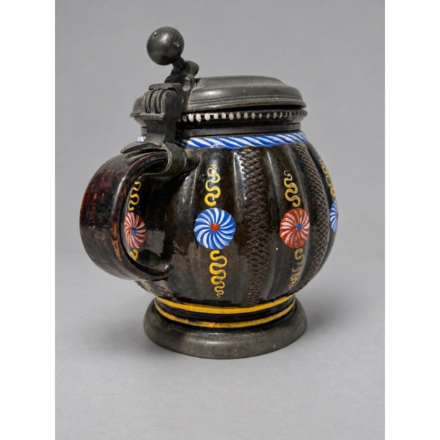 Early 18th Century German Saxon Annaberg-Type Enamelled Krug Dated 1710 For Sale - Image 5 of 13