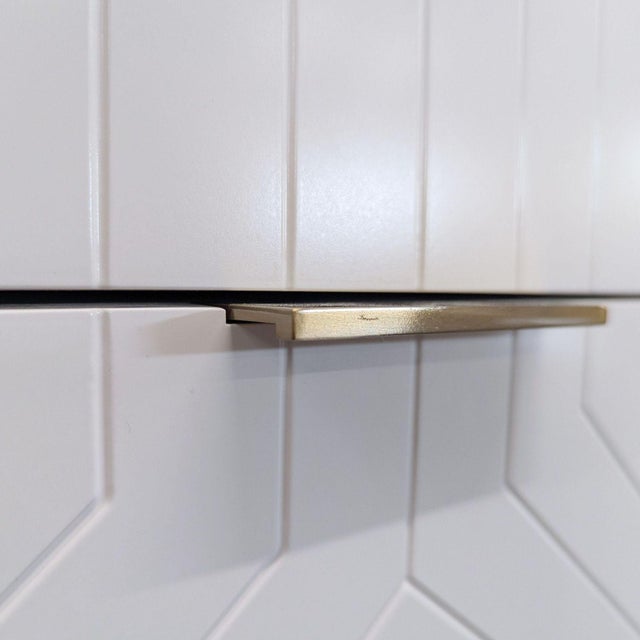 White Pottery Barn Teen Jennings Modern White 6-Drawer Dresser With Brass Legs For Sale - Image 8 of 9